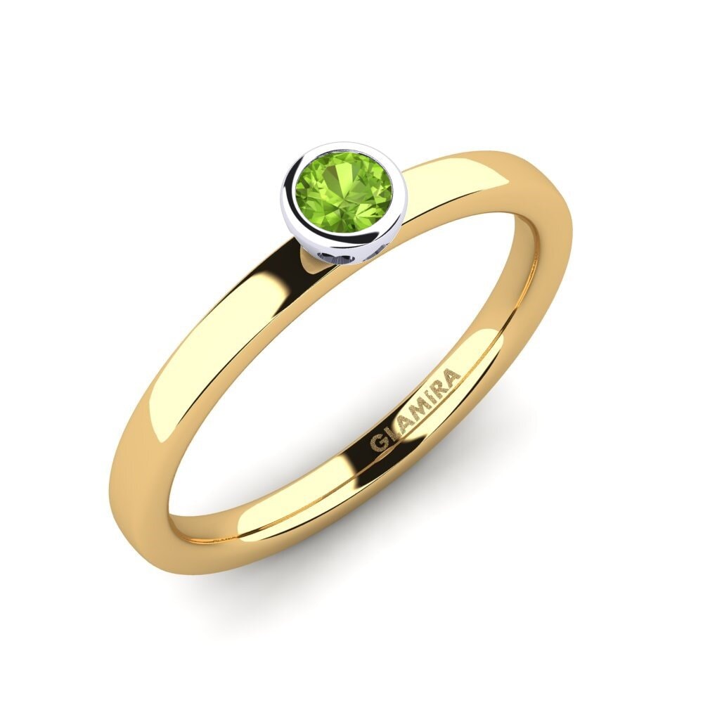14ct Yellow / White Gold Peridot Engagement Ring Bridal Passion 0.16 crt