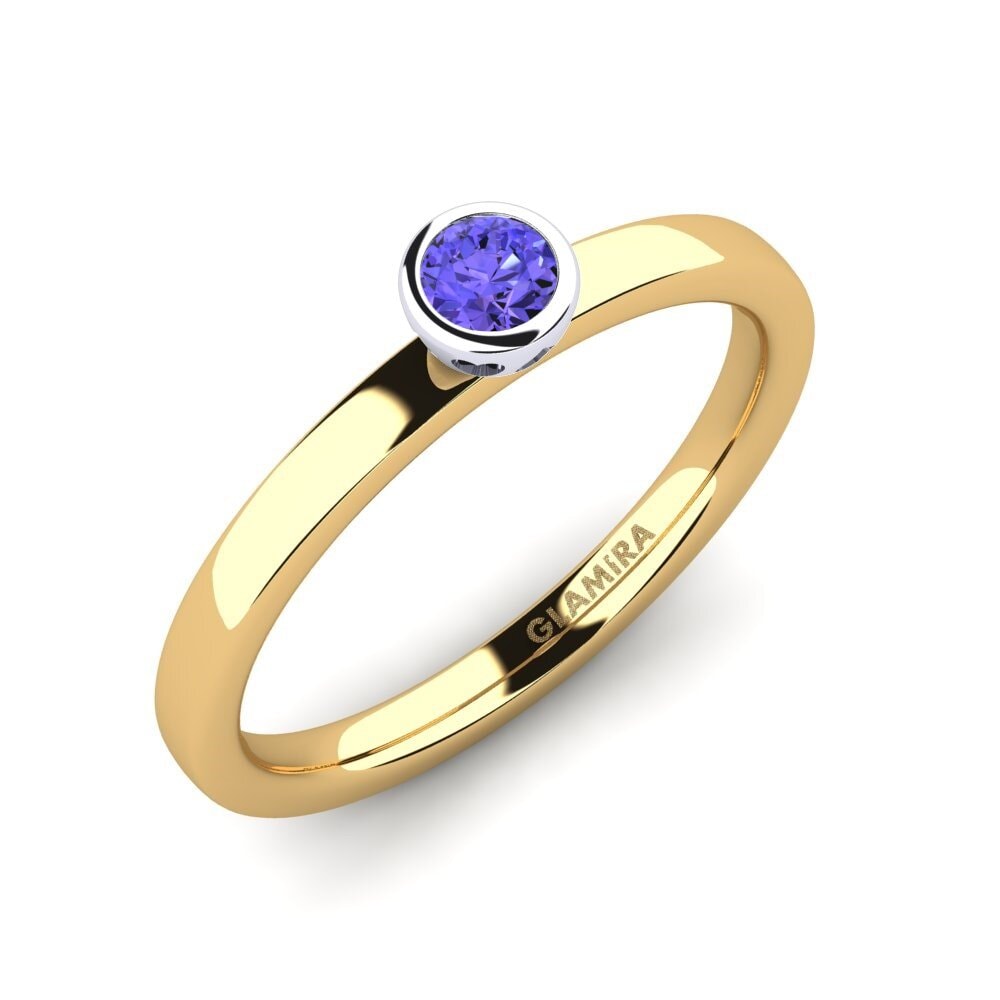 14ct Yellow / White Gold Tanzanite Engagement Ring Bridal Passion 0.16 crt