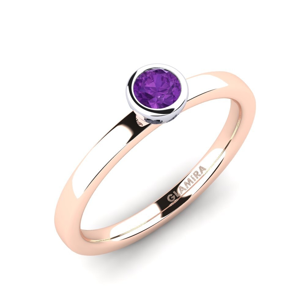 14ct Rose / White Gold Amethyst Engagement Ring Bridal Passion 0.25 crt