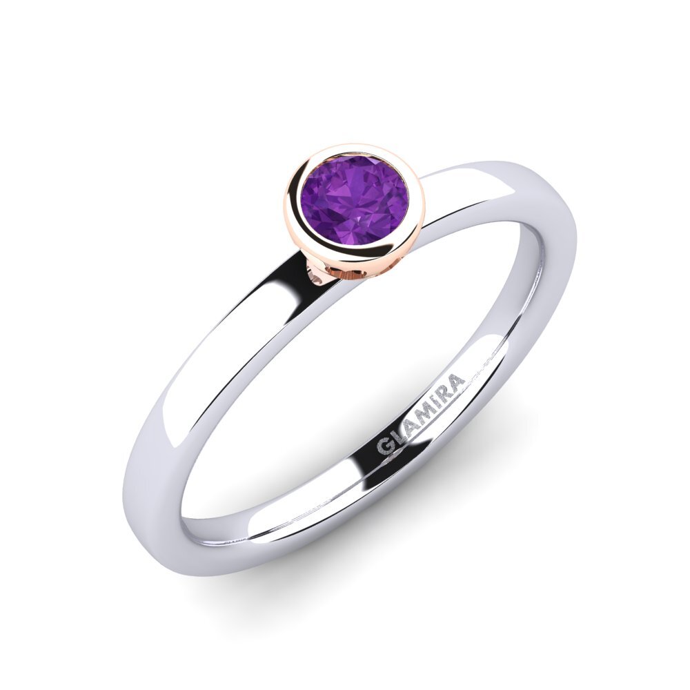 14ct White / Rose Gold Amethyst Engagement Ring Bridal Passion 0.25 crt