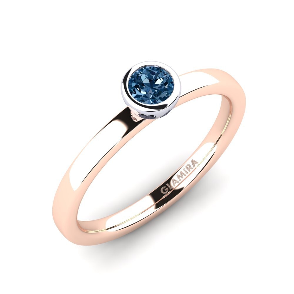14ct Rose / White Gold Blue Diamond Engagement Ring Bridal Passion 0.25 crt