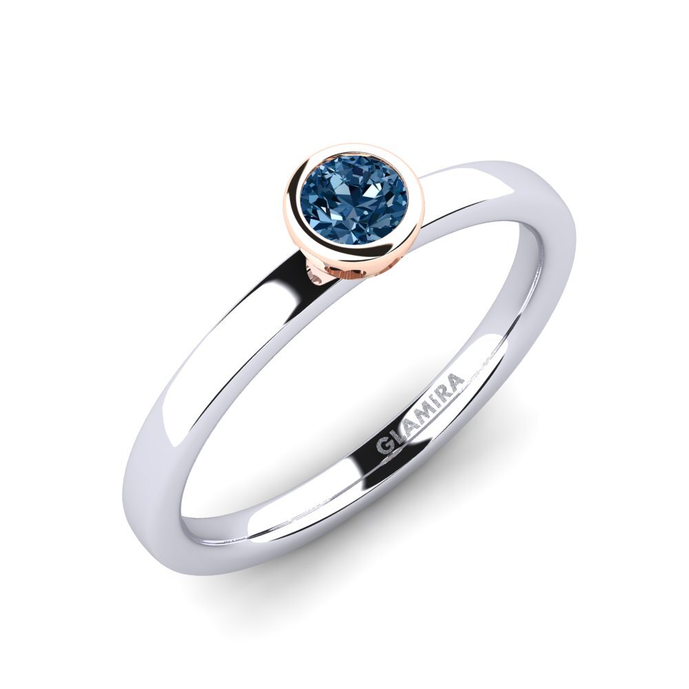 14ct White / Rose Gold Blue Diamond Engagement Ring Bridal Passion 0.25 crt