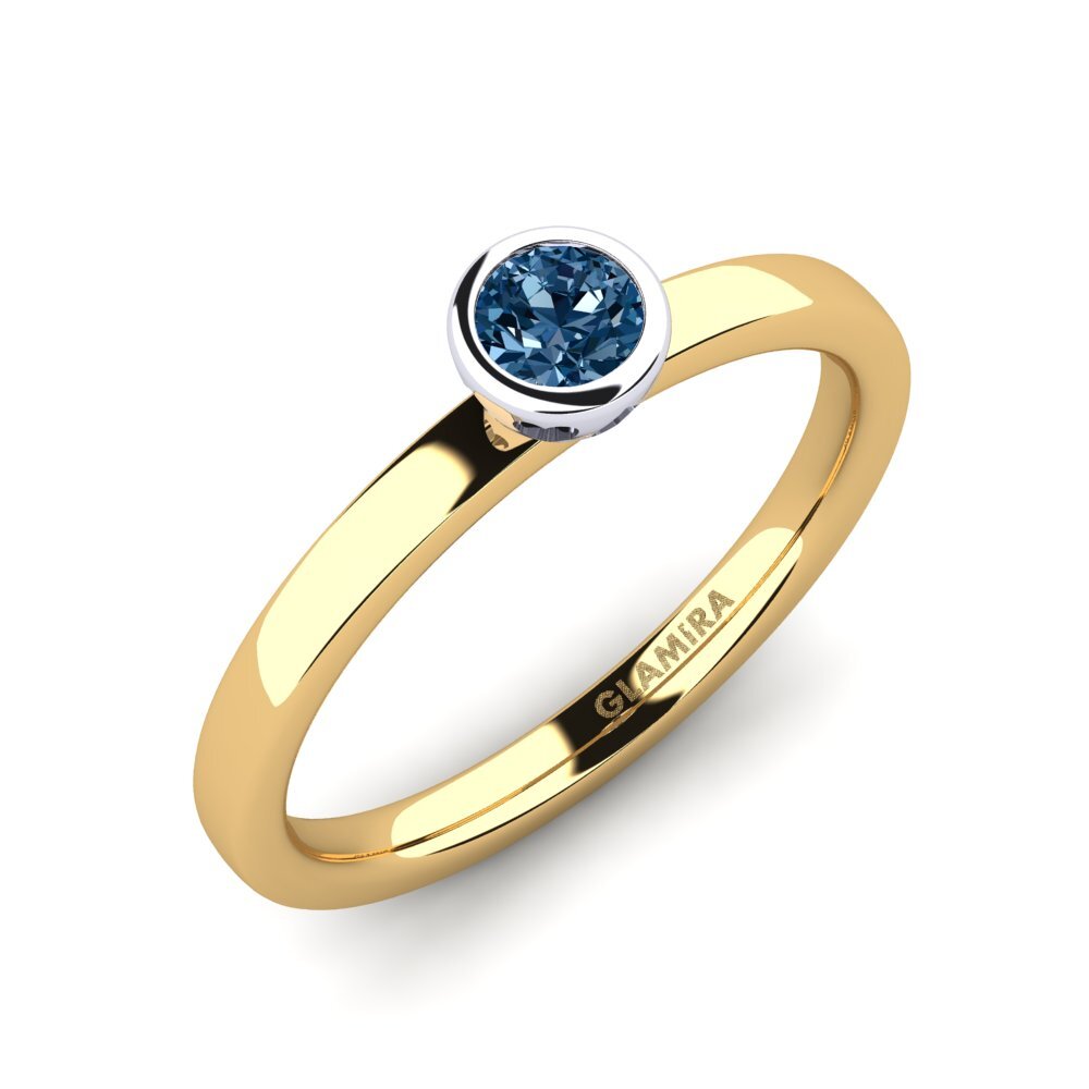 14ct Yellow / White Gold Blue Diamond Engagement Ring Bridal Passion 0.25 crt