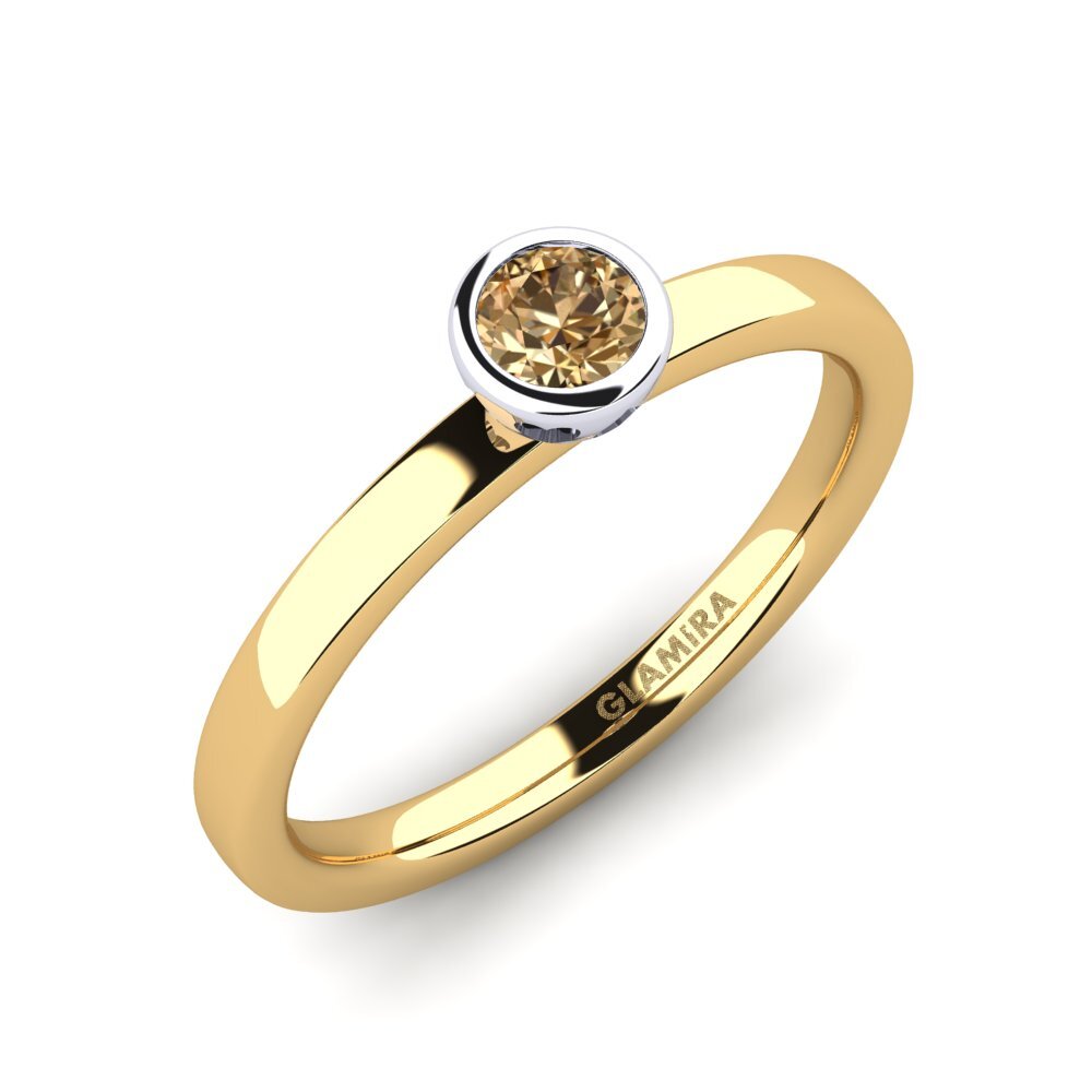14ct Yellow / White Gold Brown Diamond Engagement Ring Bridal Passion 0.25 crt