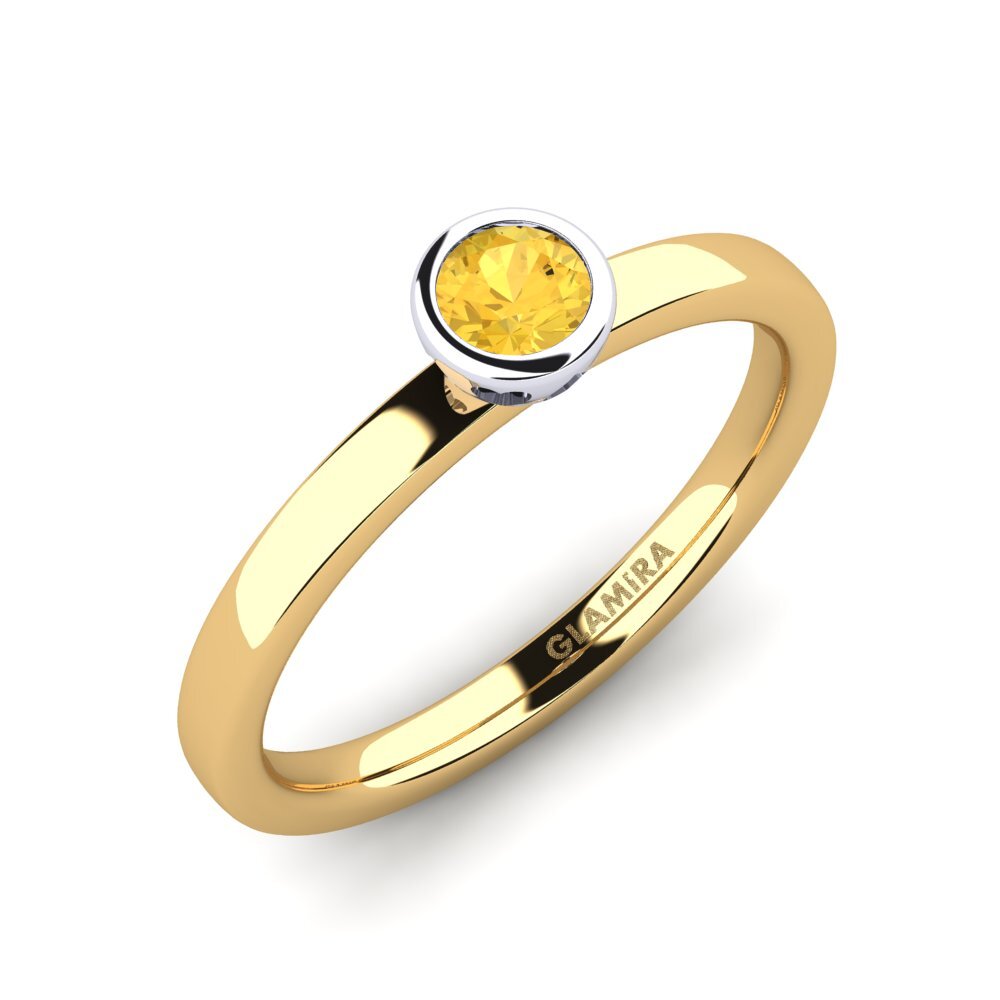 14ct Yellow / White Gold Citrine Engagement Ring Bridal Passion 0.25 crt