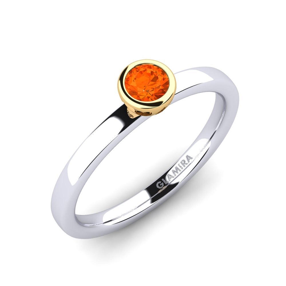 14ct White / Yellow Gold Fire-Opal Engagement Ring Bridal Passion 0.25 crt