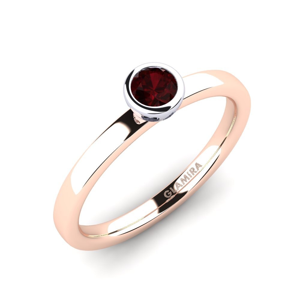 14ct Rose / White Gold Garnet Engagement Ring Bridal Passion 0.25 crt