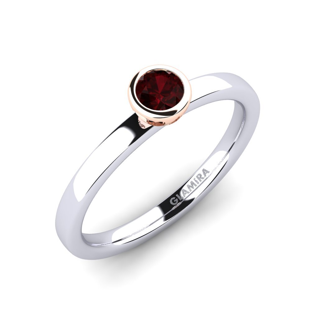 14ct White / Rose Gold Garnet Engagement Ring Bridal Passion 0.25 crt