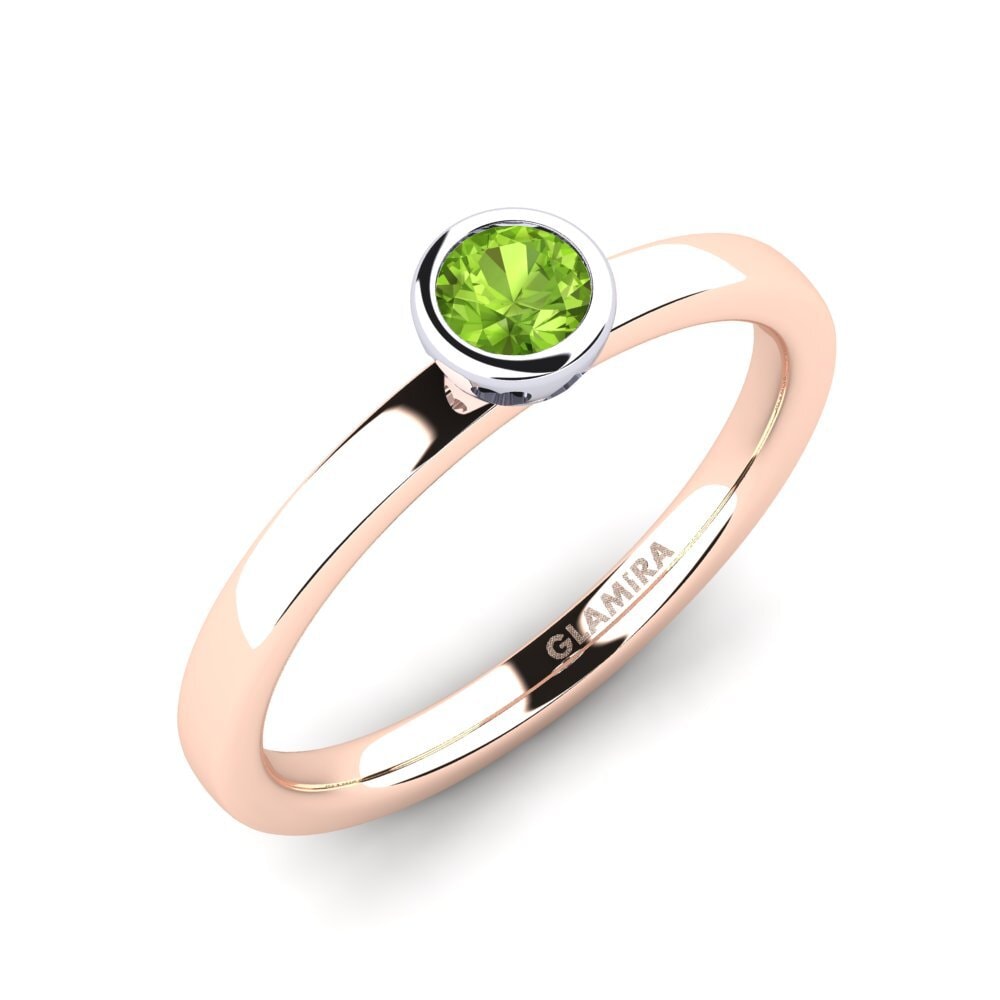 14ct Rose / White Gold Peridot Engagement Ring Bridal Passion 0.25 crt