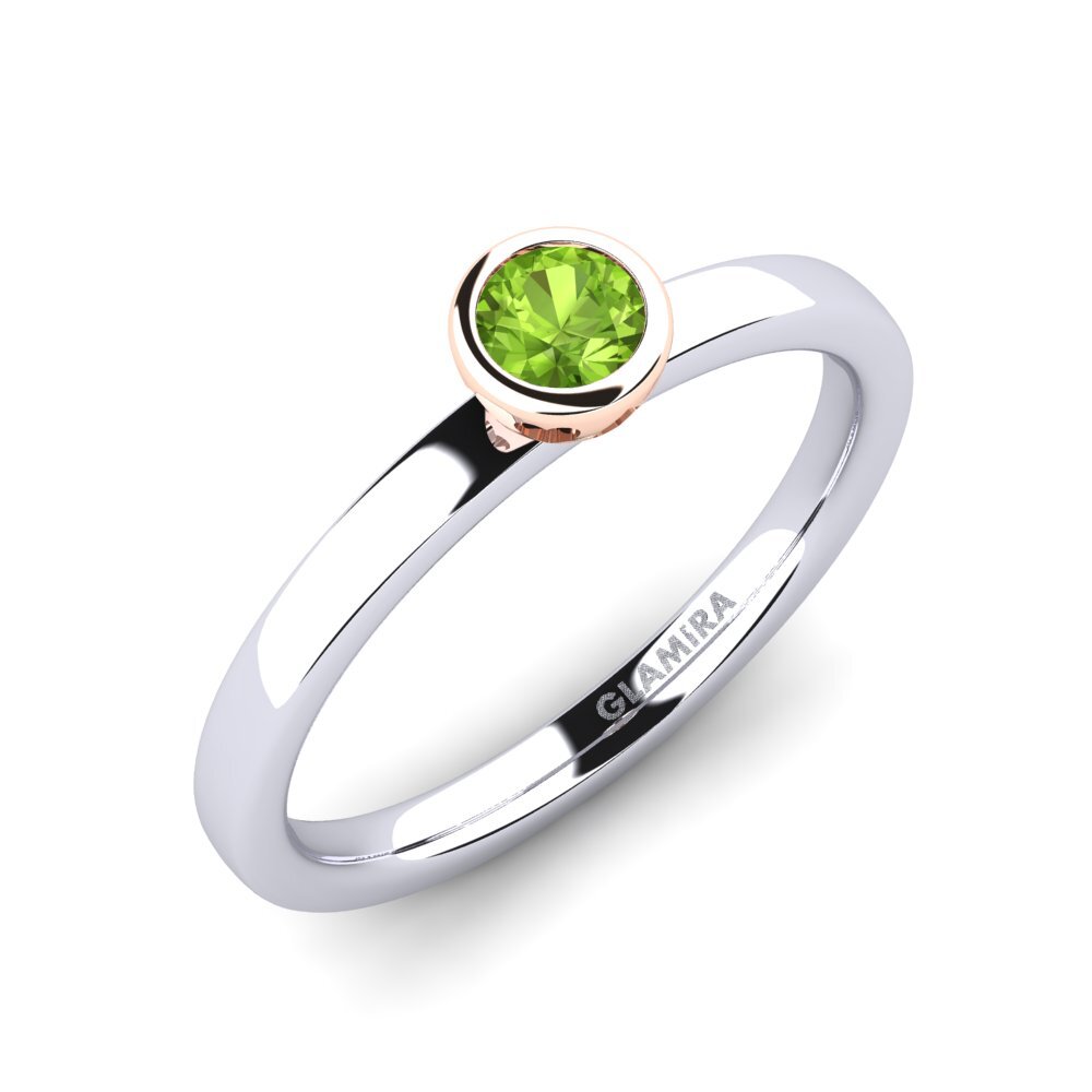 14ct White / Rose Gold Peridot Engagement Ring Bridal Passion 0.25 crt