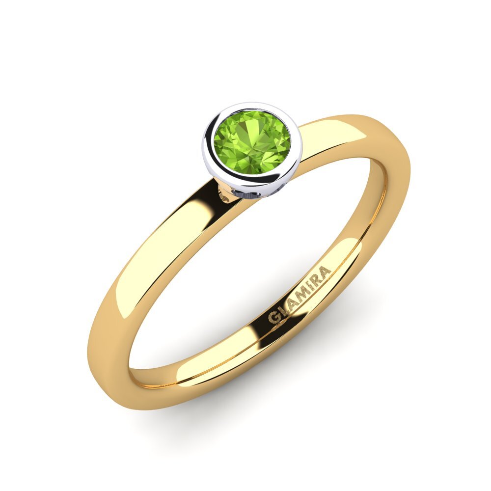 14ct Yellow / White Gold Peridot Engagement Ring Bridal Passion 0.25 crt