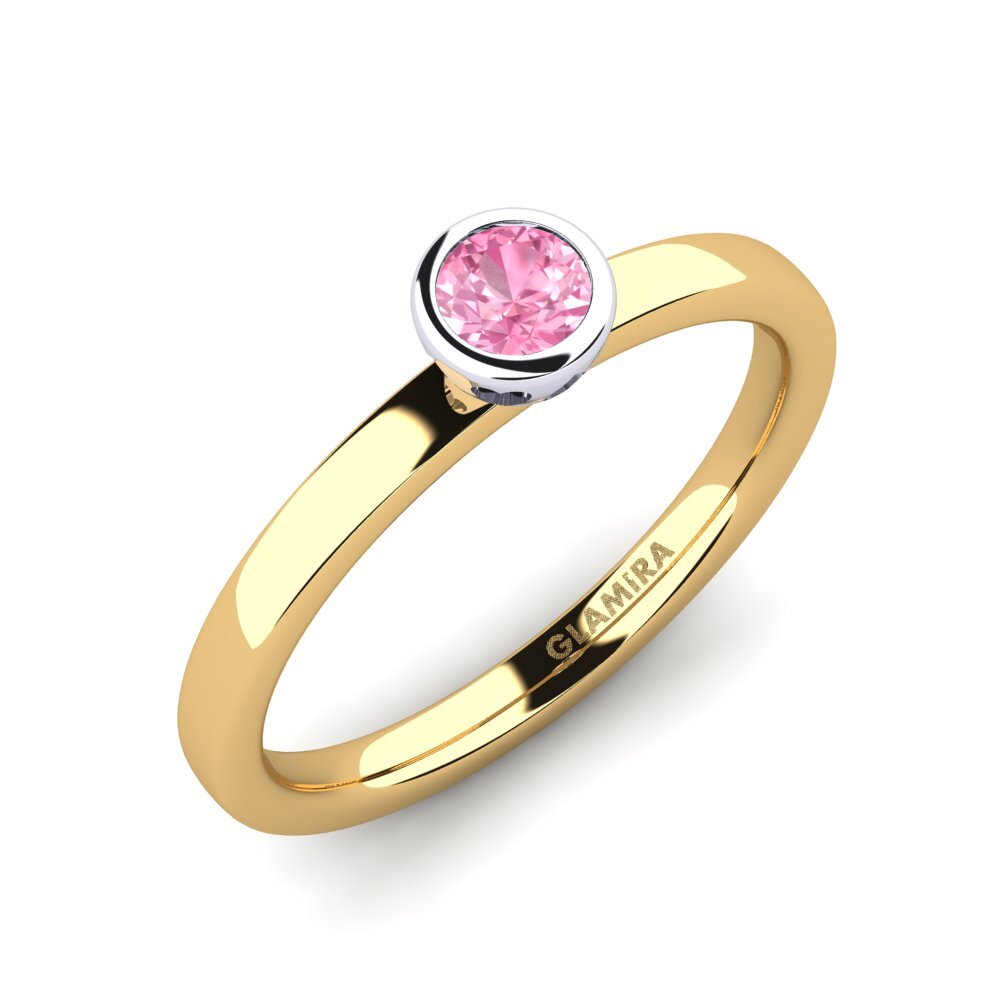 14ct Yellow / White Gold Pink Sapphire Engagement Ring Bridal Passion 0.25 crt