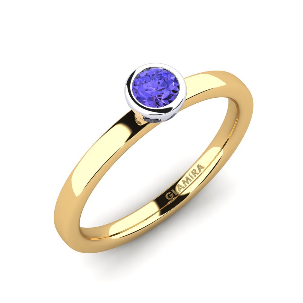 14ct Yellow / White Gold Tanzanite Engagement Ring Bridal Passion 0.25 crt