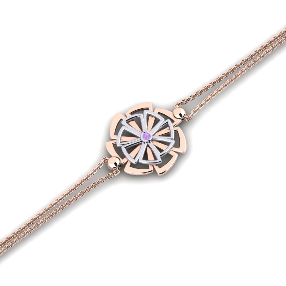 9ct Rose & White Gold Amethyst Women's Bracelet Briden