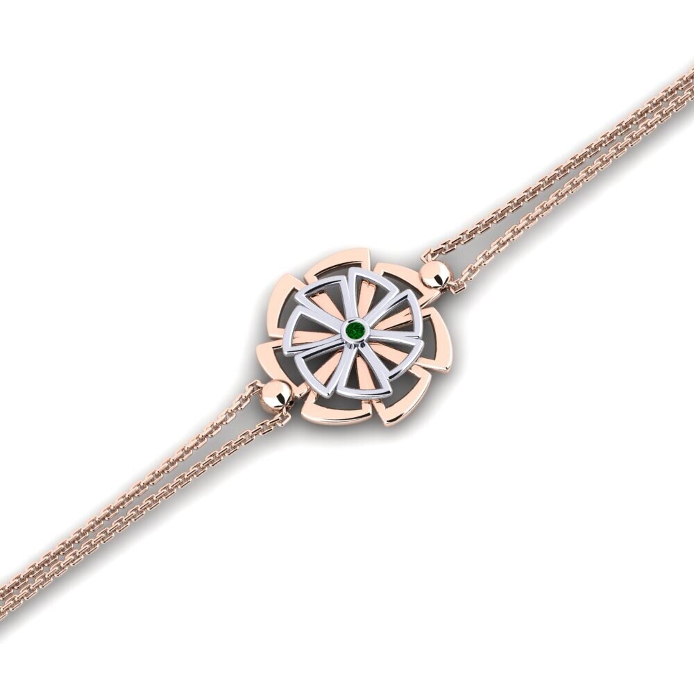 9ct Rose & White Gold Green Zirconia Women's Bracelet Briden