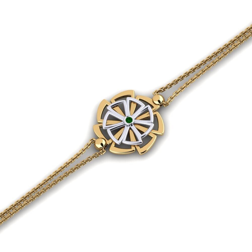 9ct Yellow & White Gold Green Zirconia Women's Bracelet Briden