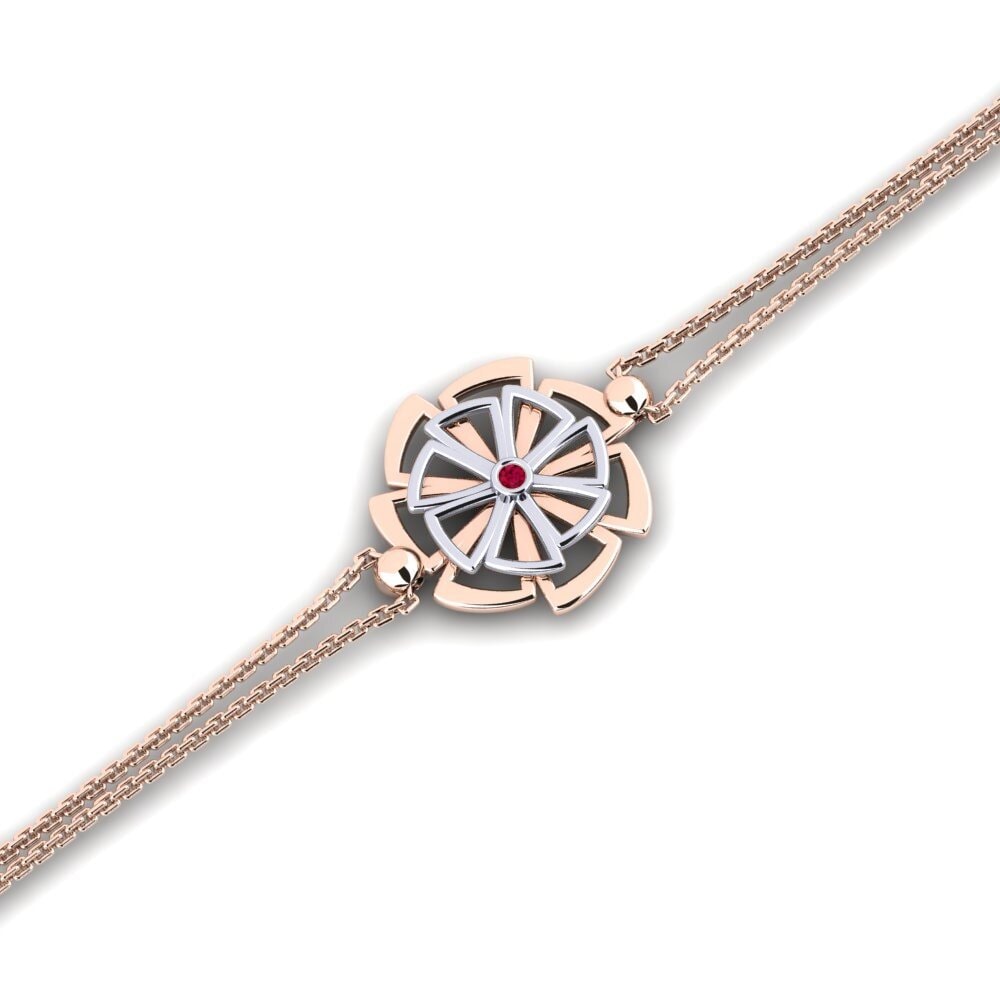 9ct Rose & White Gold Ruby Women's Bracelet Briden