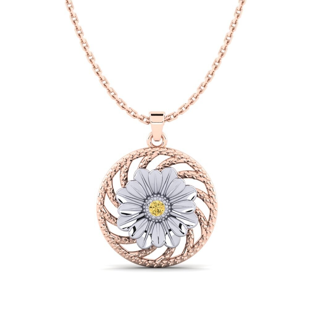 14k Oro Rosa & Blanco Diamante Amarillo Colgante de Mujer Bridge
