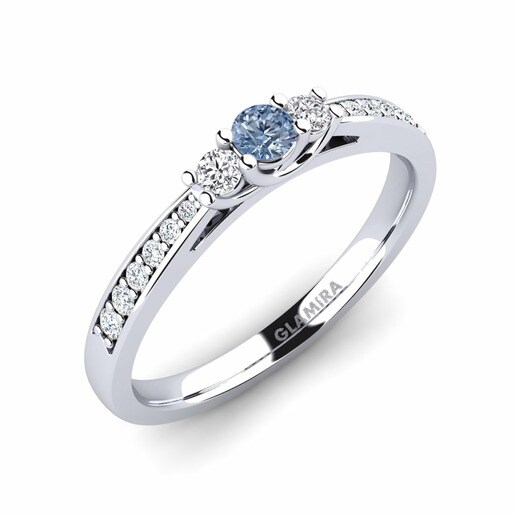 Anillo Brielle Oro Blanco 585 & Diamante Azul & Diamante & Cristal de Swarovski