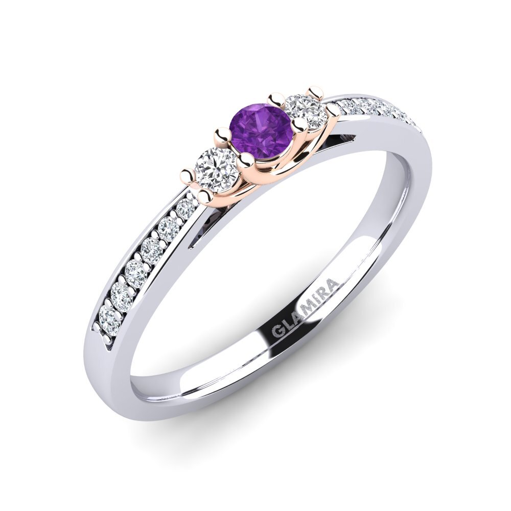 18ct White & Rose Gold Amethyst Engagement Ring Brielle