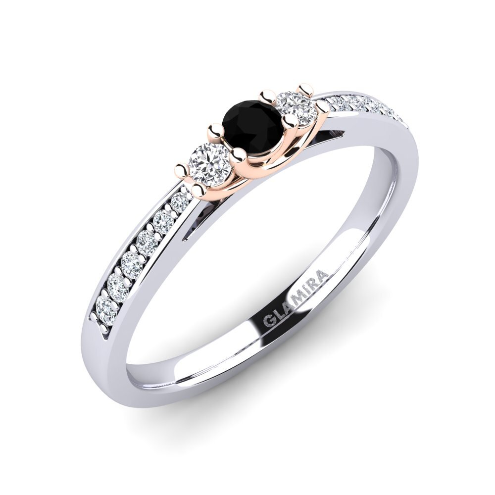 18ct White & Rose Gold Black Onyx Engagement Ring Brielle