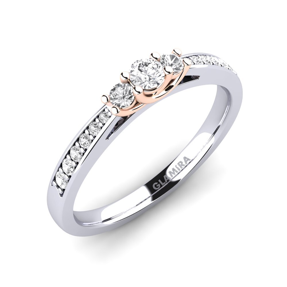 14ct White & Rose Gold White sapphire Engagement Ring Brielle