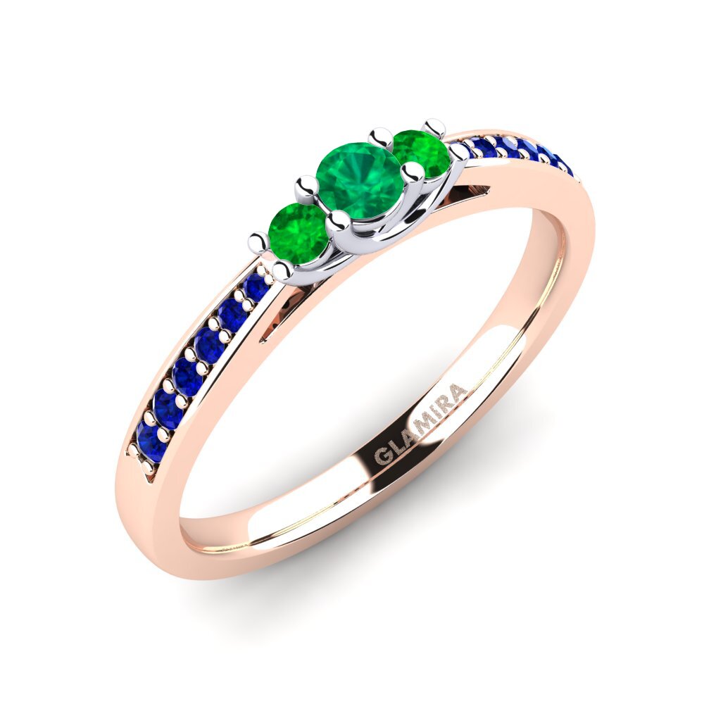 14K Rood & Wit Goud Smaragd Verlovingsring Brielle