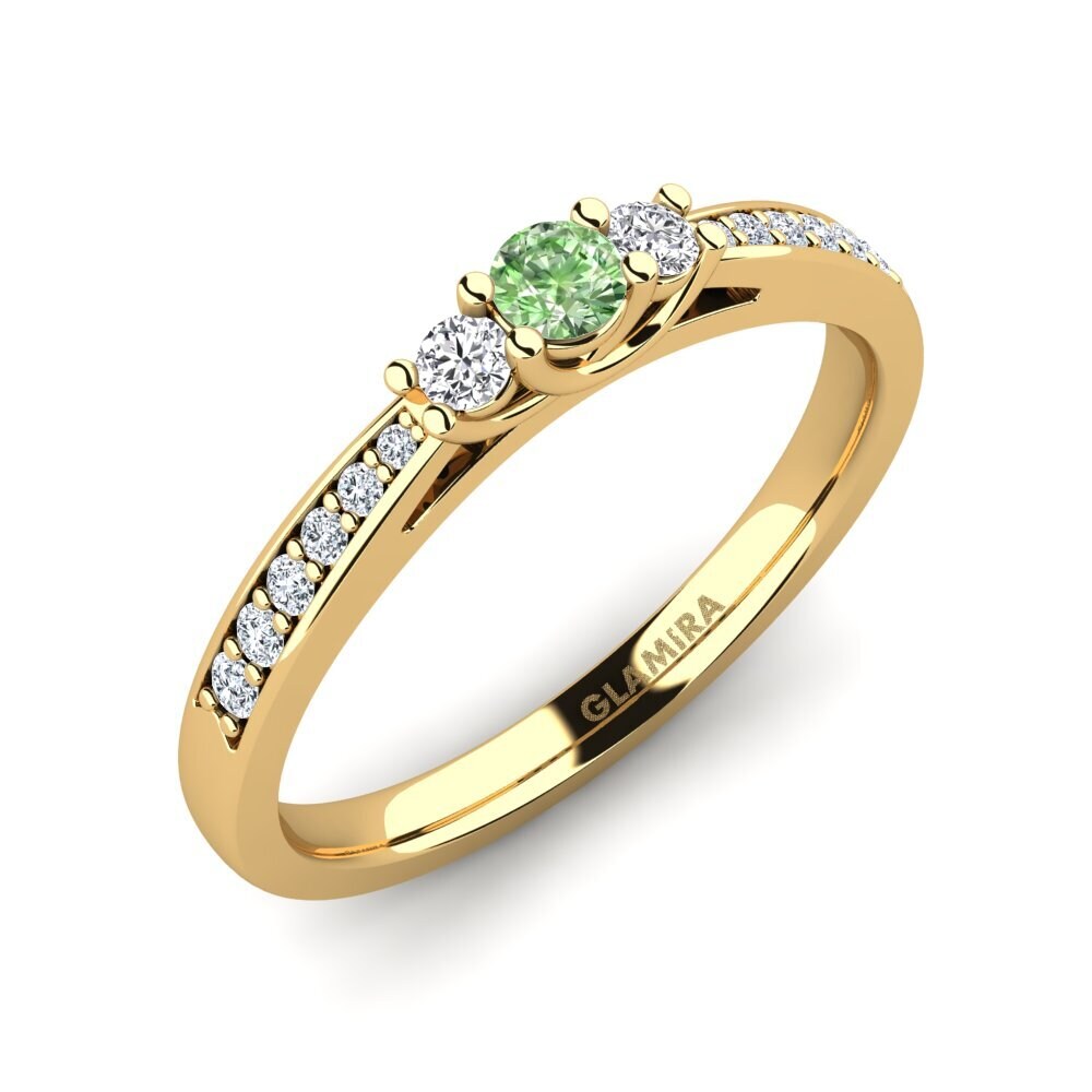 Gelbgold 375 Grüner Diamant Verlobungsring Brielle