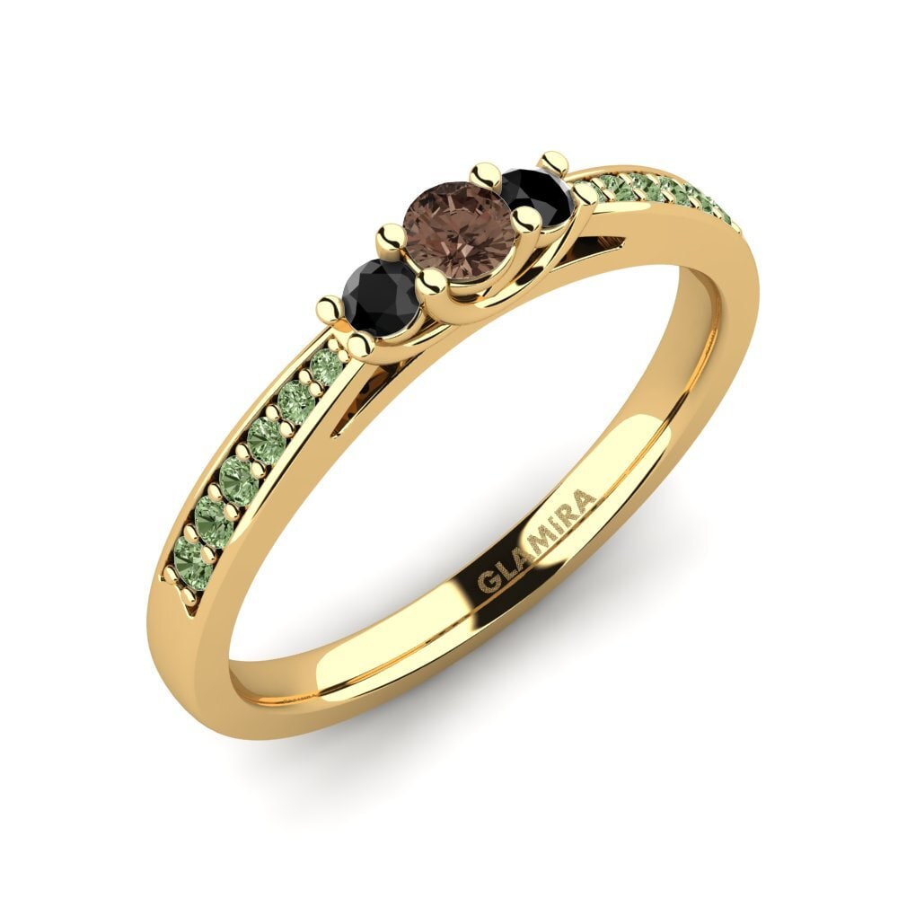 18k Oro Amarillo Cuarzo humo Anillo de compromiso Brielle
