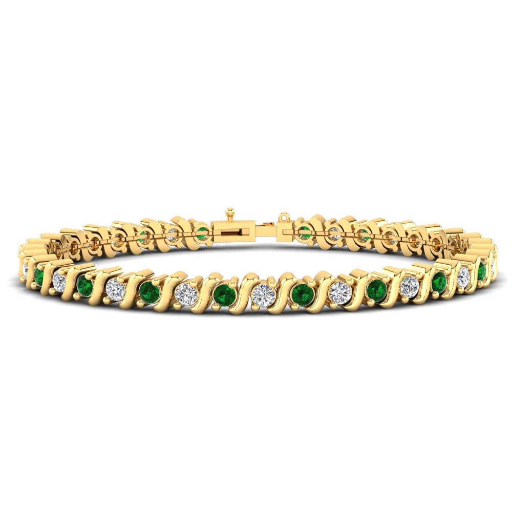 14k Oro Amarillo Esmeralda Pulsera de Mujer Brigett