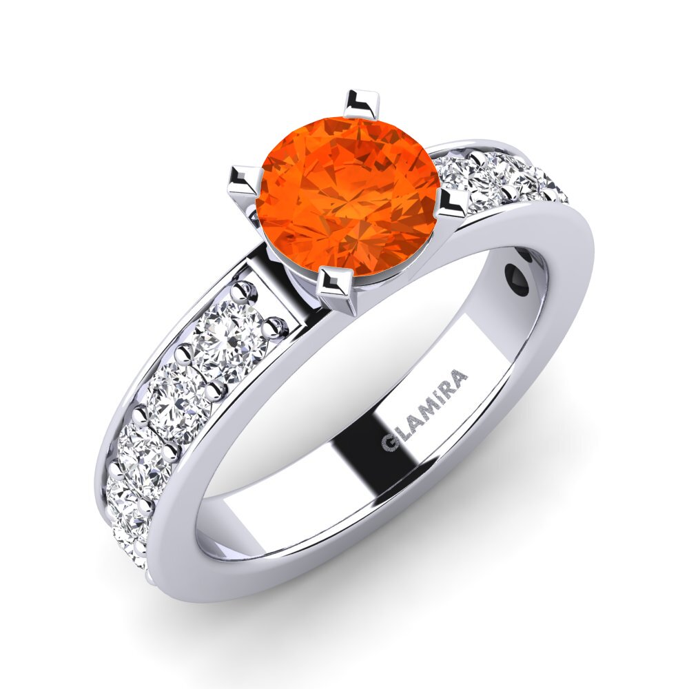 9ct White Gold Fire Opal Engagement Ring Brigida