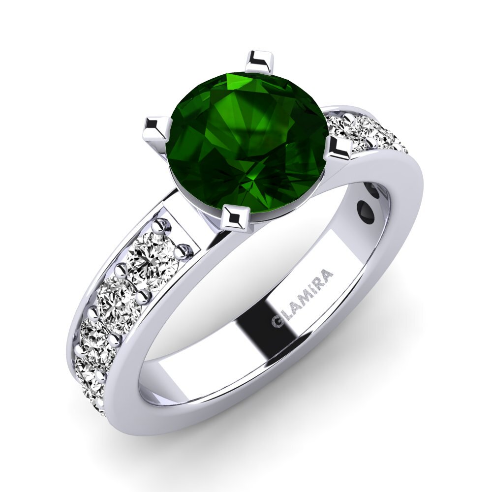 925 Prata de lei Turmalina Verde Anel de Noivado Brigida 2crt