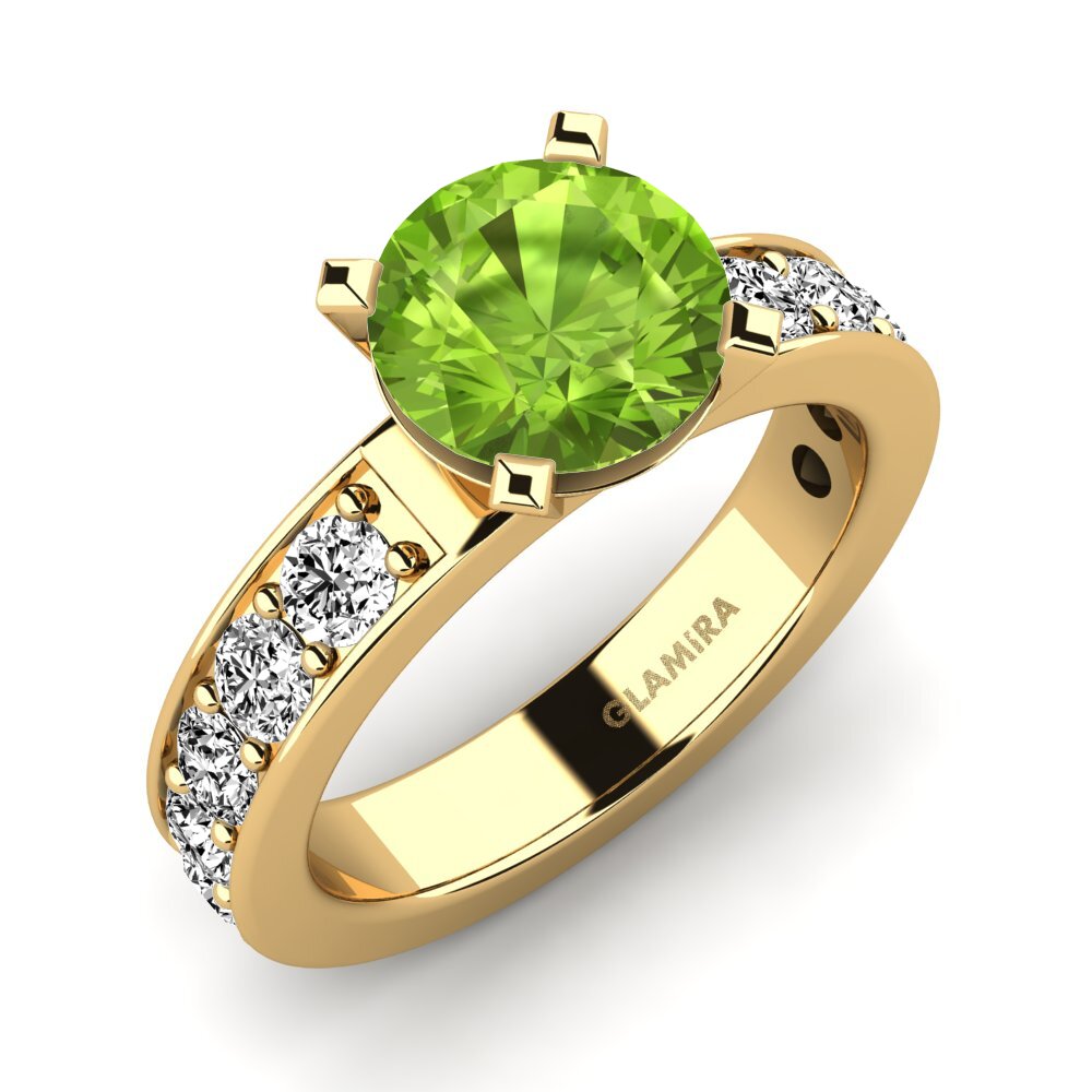 9k Oro Amarillo Peridoto Anillo de compromiso Brigida 2crt