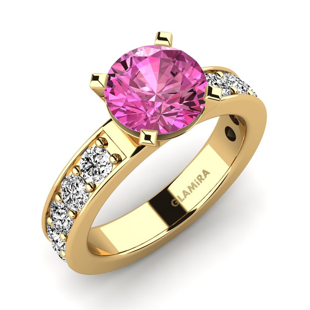 9k Oro Amarillo Topacio Rosa Anillo de compromiso Brigida 2crt