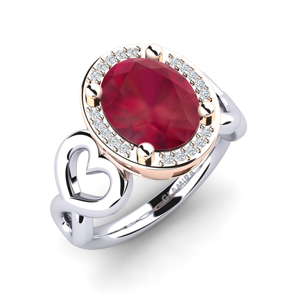 14ct White & Rose Gold Ruby Engagement Ring Brikena