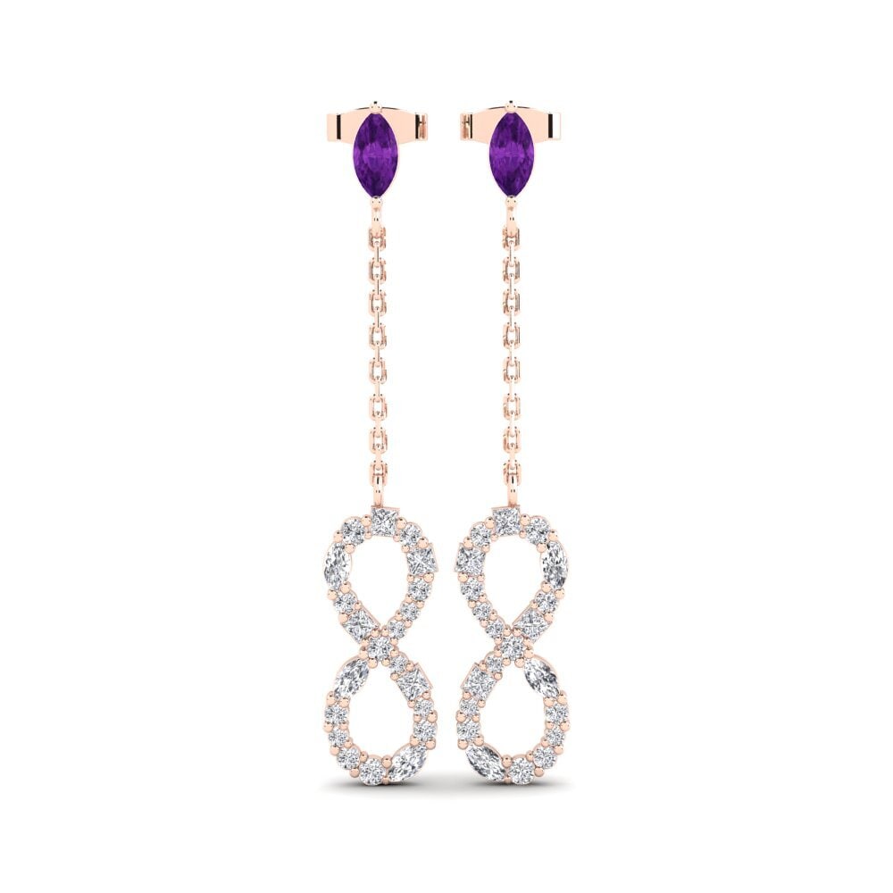 9ct Rose Gold Amethyst Women's Earring Brilliantami A