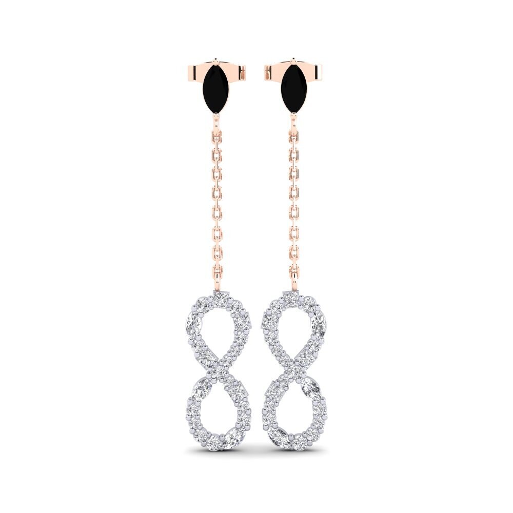 9ct Rose & White Gold Black Onyx Women's Earring Brilliantami A