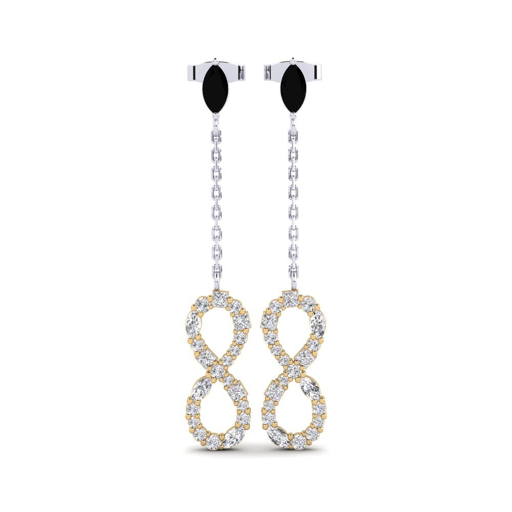 9ct White & Yellow Gold Black Onyx Women's Earring Brilliantami A