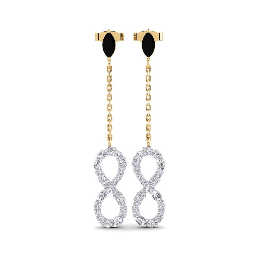 9ct Yellow & White Gold Black Onyx Women's Earring Brilliantami A