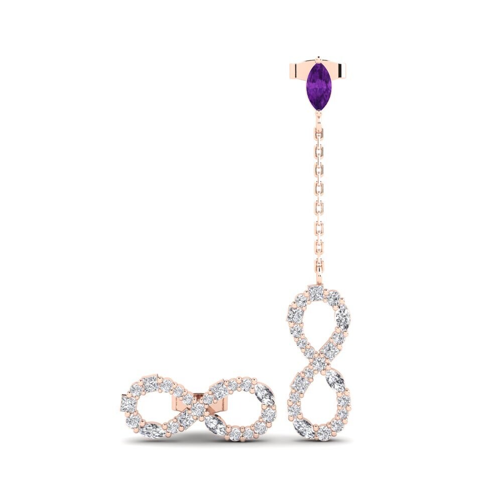 9ct Rose Gold Amethyst Women's Earring Brilliantami Set