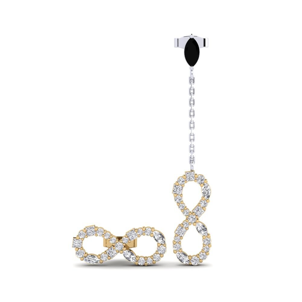 9ct White & Yellow Gold Black Onyx Women's Earring Brilliantami Set