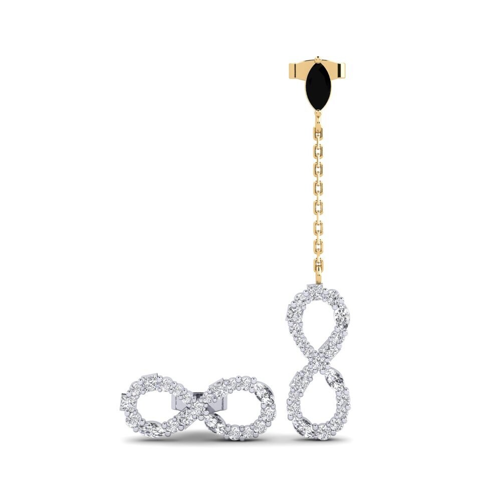 9ct Yellow & White Gold Black Onyx Women's Earring Brilliantami Set