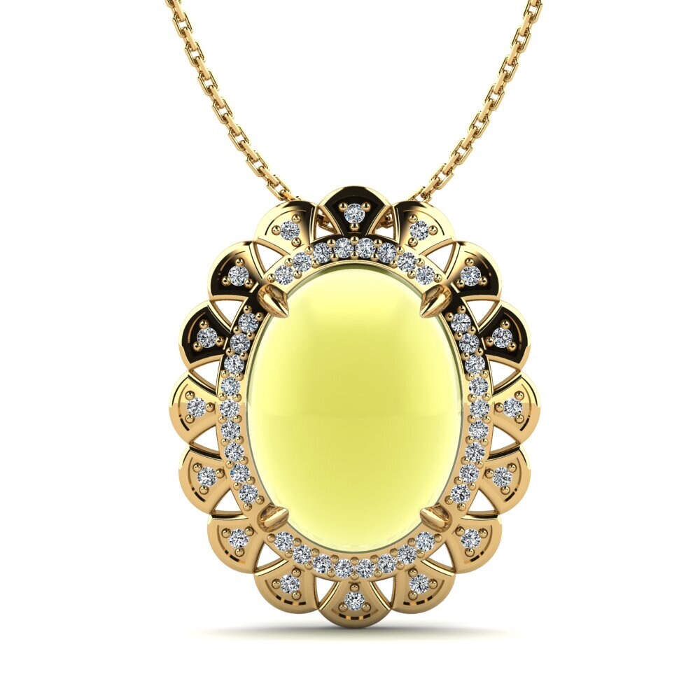 14k Oro Amarillo Topacio Limón Cabujón Colgante de Mujer Brishia