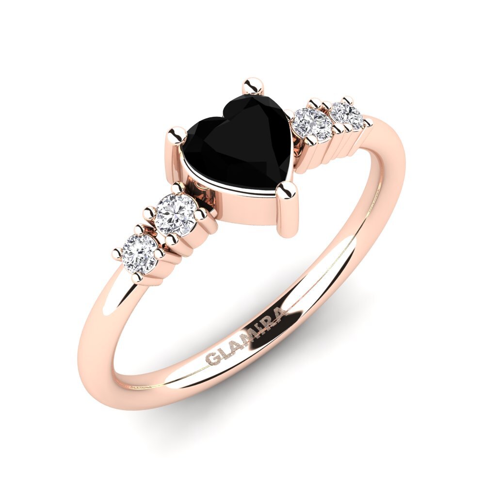 9k Rose Gold Black Onyx Engagement Ring Brittany