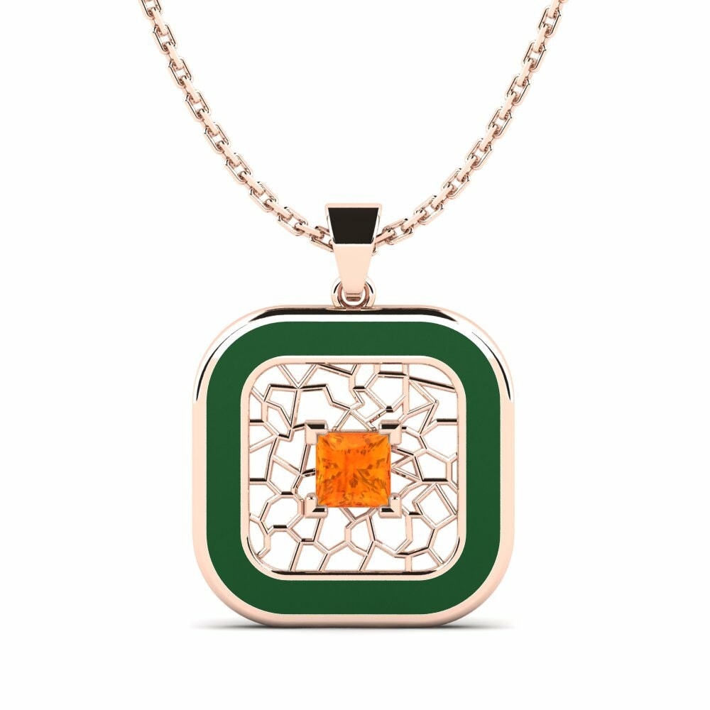 Vàng Hồng 18K Đá Sapphire Cam Mặt dây chuyền nữ Brittelin