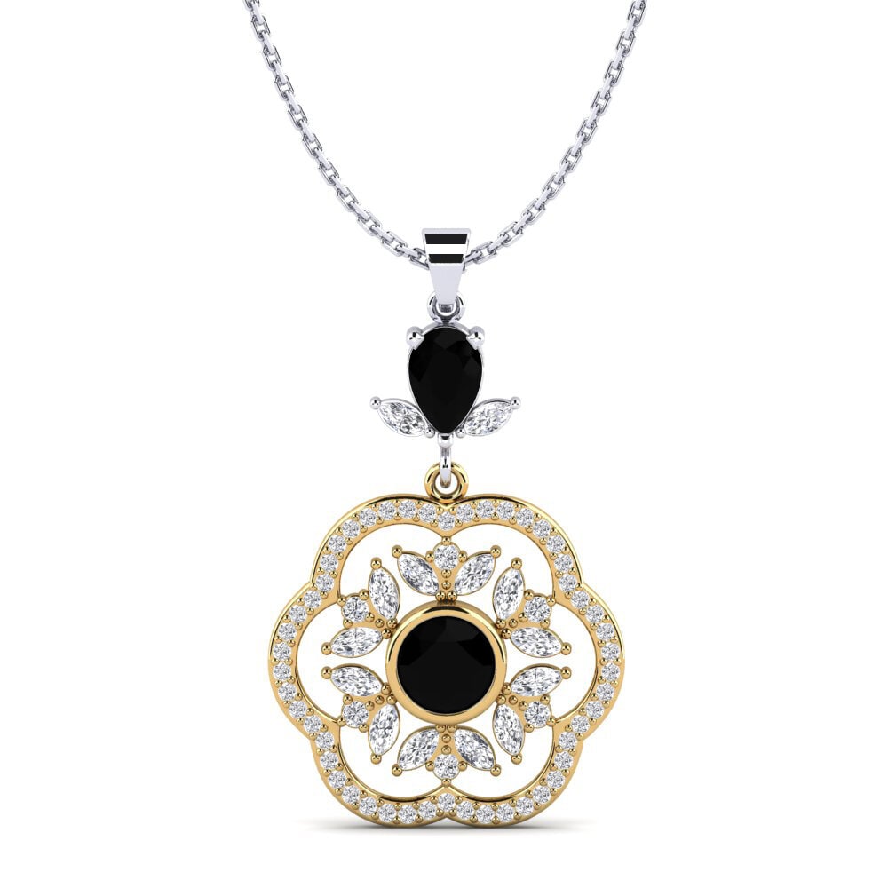9k Oro Amarillo & Blanco Diamante Negro Colgante de Mujer Brittney
