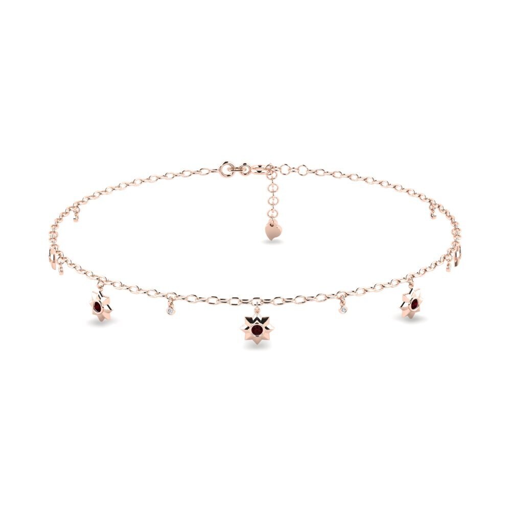 9ct Rose Gold Garnet Women's Anklet Brookins