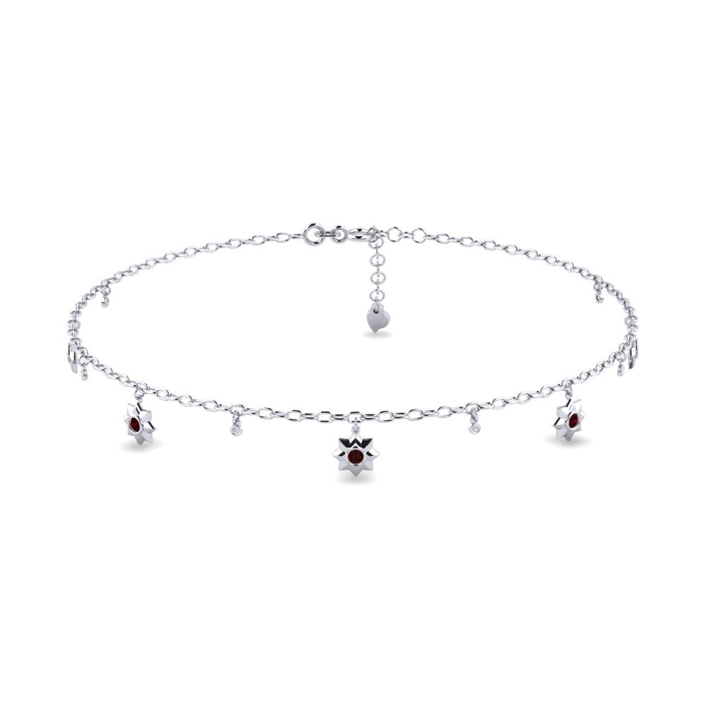 18ct White Gold Garnet Women's Anklet Brookins