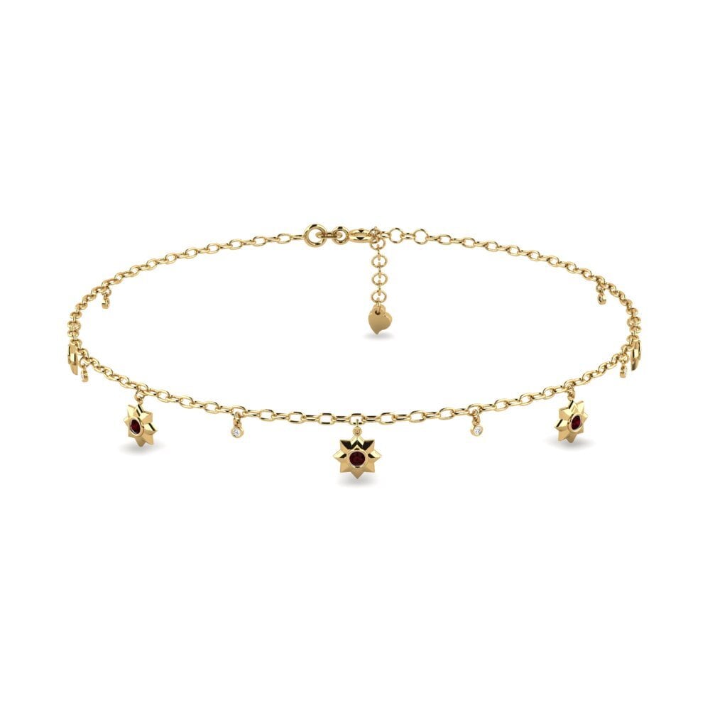 14k Oro Amarillo Granate Tobillera de mujer Brookins