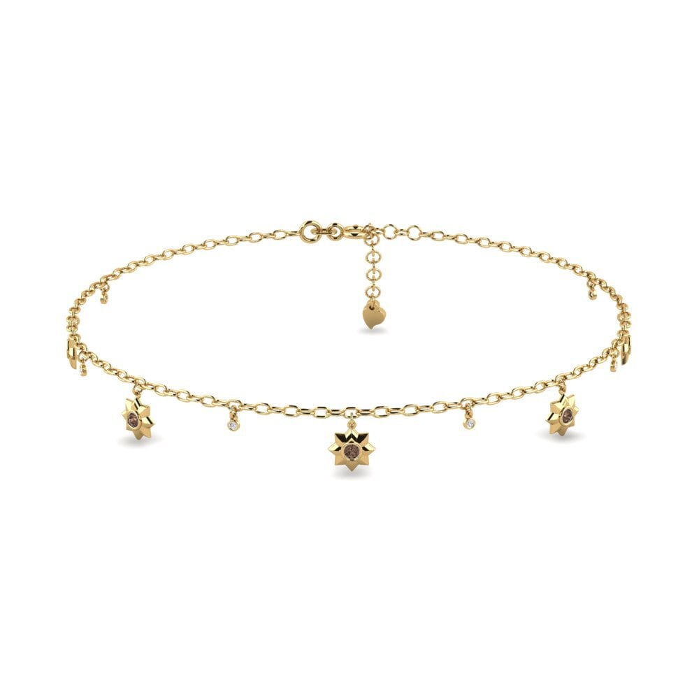 14ct Yellow Gold Smoky Quartz Women's Anklet Brookins